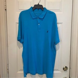 Nautica Men Polo Shirt Sz XL 100%  COTTON  Short Sleeve Bright Blue